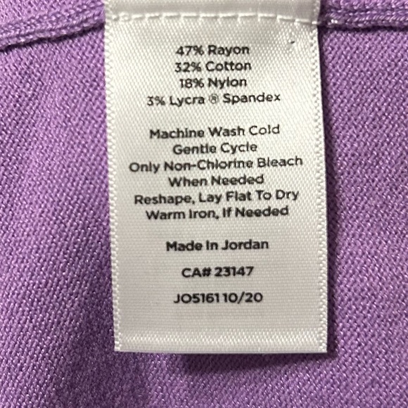 Talbots Charming Button Cardigan Lavender With Navy Cream Trim Details Size XL - Picture 6 of 9